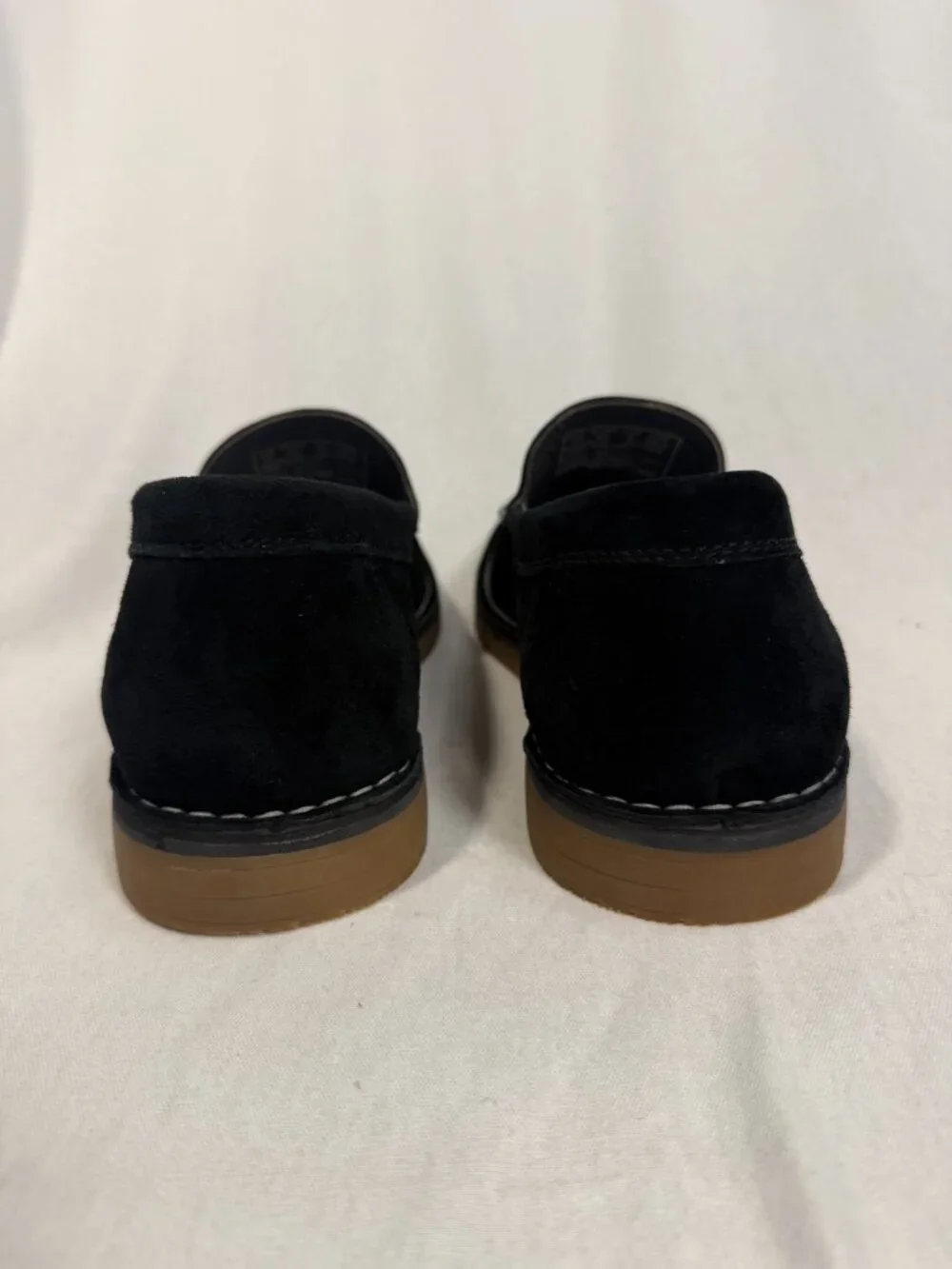 Hush Puppies Mens Loafers Size 10 Black Suede Slip On Moc Toe Shoes Casual Fall